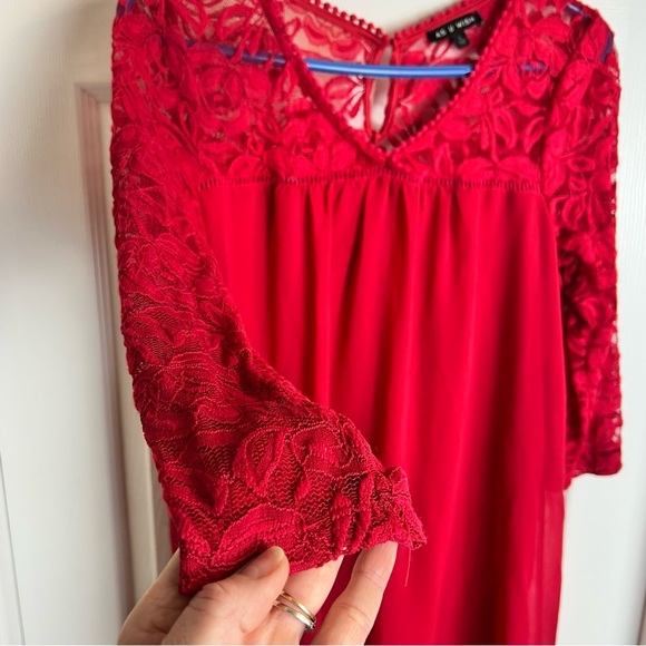 As U Wish Burgundy Lacey Baby Doll Dress. Sz.L - Picture 4 of 6